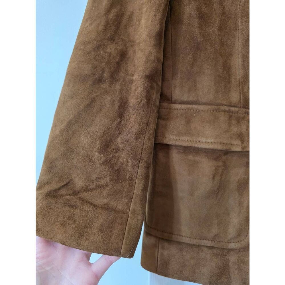 Vintage Polo Ralph Lauren Kids Size 10 Brown Lamb Suede Jacket Made in Italy - Picture 2 of 12